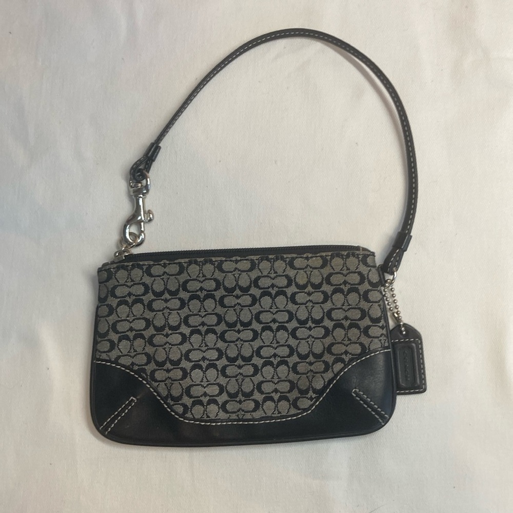 EUC. Coach Black and Gray Soho Signature Wristlet